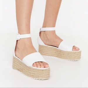 White platform sandals